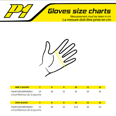 charte tailles gants speed p1
